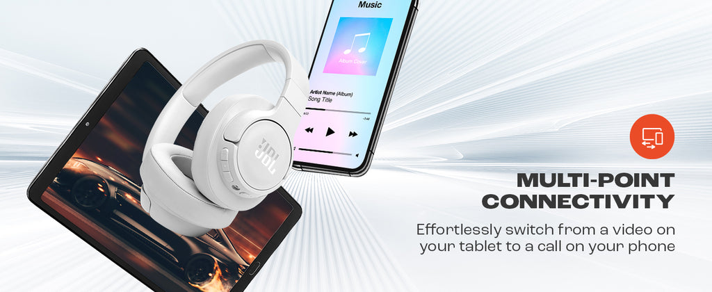 JBL Tune 770NC Wireless Over Ear ANC Headphones with Mic, Upto 70 Hrs Battery, Speed Charge : 5 min Charge Gives up to 3H of Playback, Customized EQ, Google Fast Pair, Dual Pairing, BT 5.3 (Black)