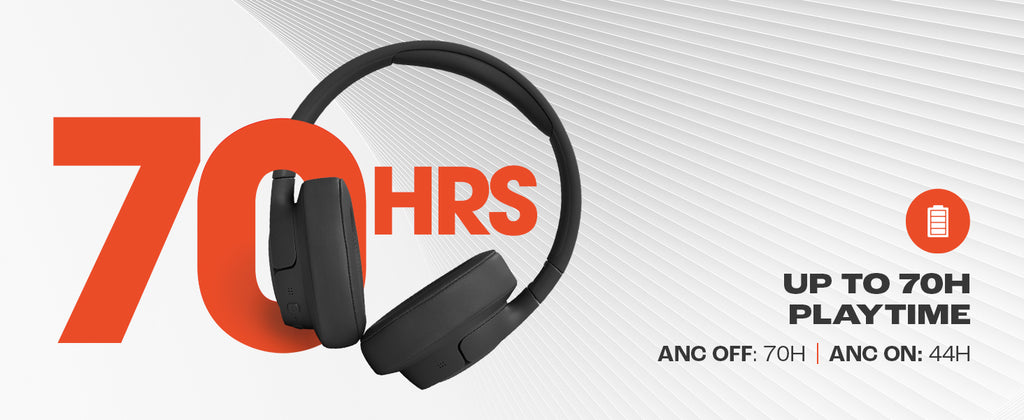 JBL Tune 770NC Wireless Over Ear ANC Headphones with Mic, Upto 70 Hrs Battery, Speed Charge : 5 min Charge Gives up to 3H of Playback, Customized EQ, Google Fast Pair, Dual Pairing, BT 5.3 (Black)