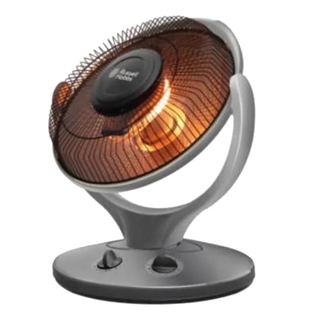 Russell Hobbs 800W Carbon Room Heater | Infrared Heating with Large 14-Inch Heating Surface | 2 Heat Settings | Wide Oscillation | Portable Design with Handle | 2-Year Warranty (Grey) | RSH800W