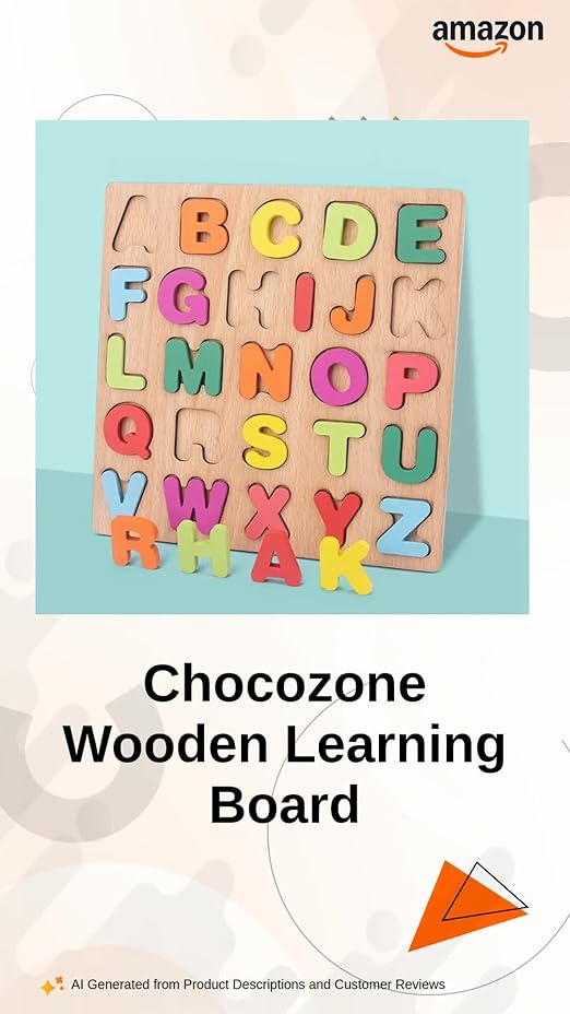 Chocozone Wooden Learning Educational Game Board for Kids, Puzzle Toys for 2 Years Old Boys & Girls (Alphabets, Numbers & Shapes)