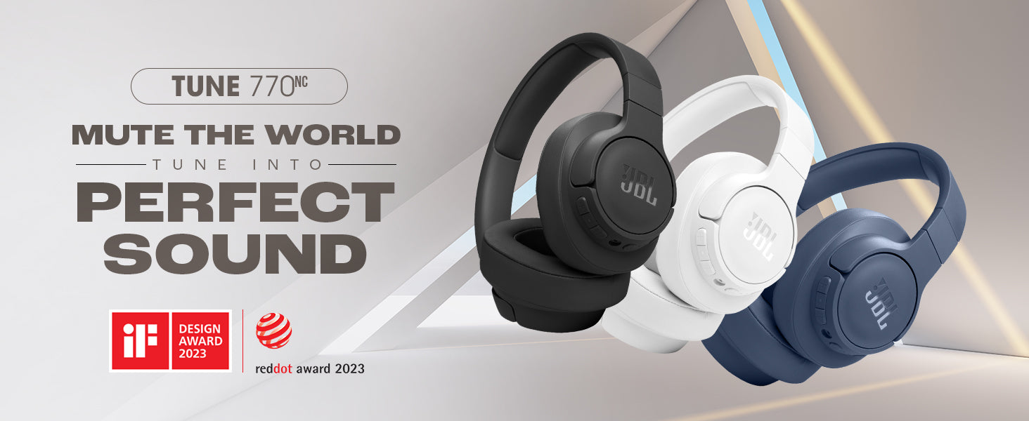 JBL Tune 770NC Wireless Over Ear ANC Headphones with Mic, Upto 70 Hrs Battery, Speed Charge : 5 min Charge Gives up to 3H of Playback, Customized EQ, Google Fast Pair, Dual Pairing, BT 5.3 (Black)